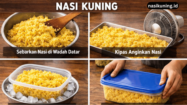 cara mendinginkan nasi kuning dengan benar