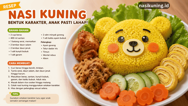 Resep Nasi Kuning Bentuk Karakter, Anak Pasti Lahap
