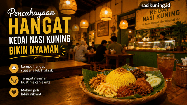 Pencahayaan Hangat Kedai Nasi Kuning Bikin Nyaman